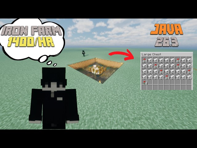 EASIEST 1400+/hr IRON FARM Tutorial in Minecraft Java 26.3!