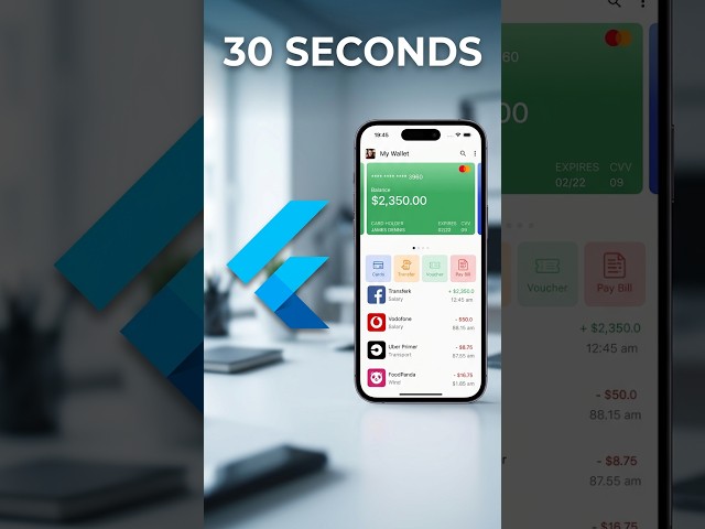 Flutter Tutorial for Beginners - Wallet App in Flutter under 30s! 📲