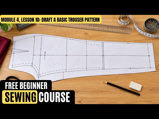 How to Draft Basic Trousers for Women | Free Beginner Sewing Course