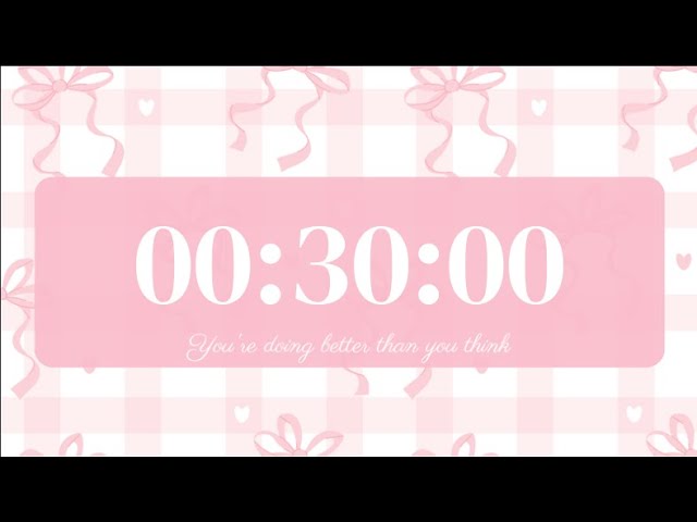30 Minute Aesthetic Timer 🎀 Pink Bow Countdown | No Music | Cute Study Timer
