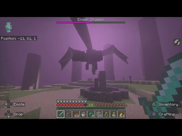 Defeting the ender dragon in minecraft (easy)