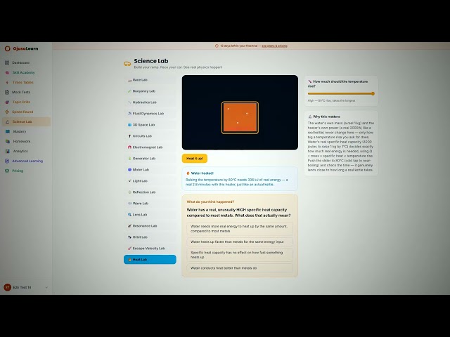 Heat Explained — Real Physics Simulator | OjasaLearn Science Lab