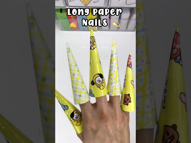 Making Kawaii BTS Paper Nails💅😇#papercraft #tutorial #shorts