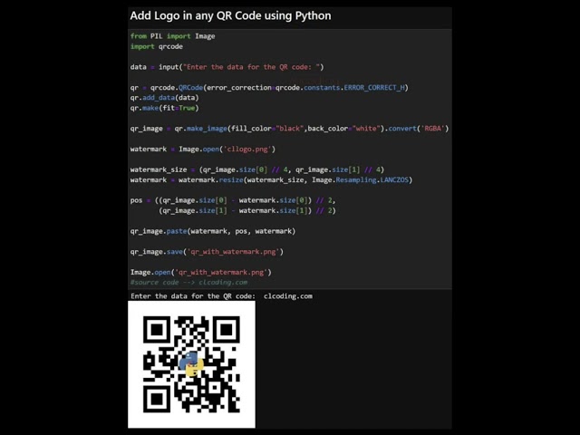 Add Logo in any QR Code using Python #ai #python #datascience