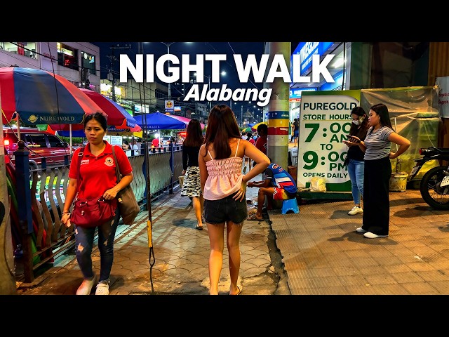 Vibrant Night Walk around Alabang Muntinlupa City Philippines [4K]