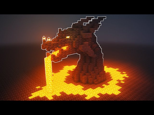 Minecraft | How to Build a Lava Dragon Fountain (Tutorial)