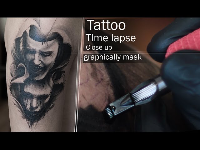 Tattoo Time Lapse and Close Up process - Graphic mask black and white