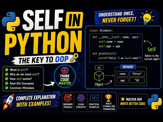 self in Python Explained 🚀 | The Most Confusing OOP Concept Made Simple