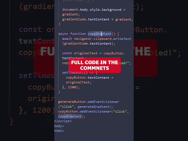 🎨 I Built a Random Gradient Generator with JavaScript! #Shorts