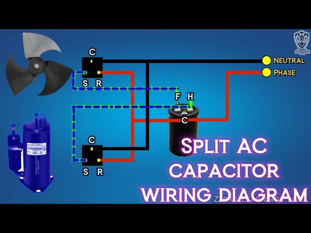 Split AC Capacitor Wiring Diagram | Dual Capacitor | HVAC | Electrical