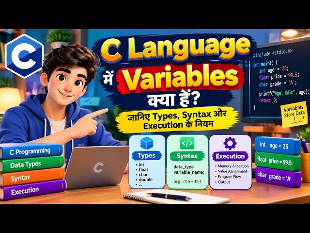 6.1) C Language में Variables क्या हैं? जानिए Types, Syntax और Execution के नियम