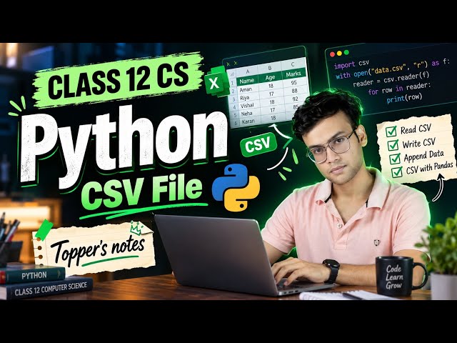 | File handling- CSV File| Class 12th| CS - 083| Topper's handwritten NOTES | @Edustudy_point 