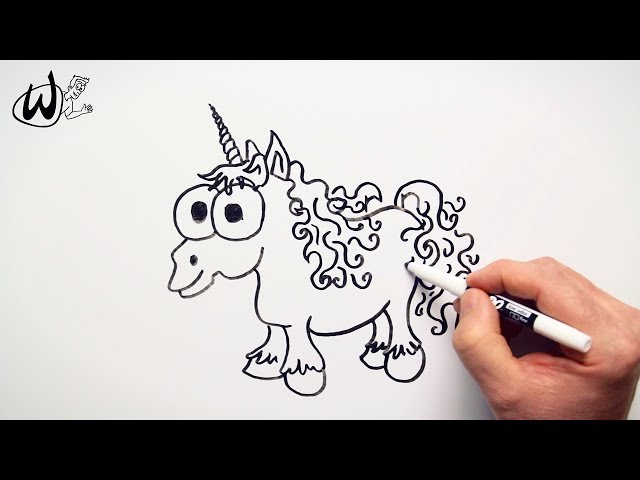 How to Draw a Cute Unicorn - Drawing Doodle Words to Cartoon