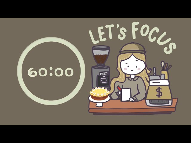 Coffee Shop Pomodoro | 4x60min | ADHD | Let's get focused! White Noise ♡