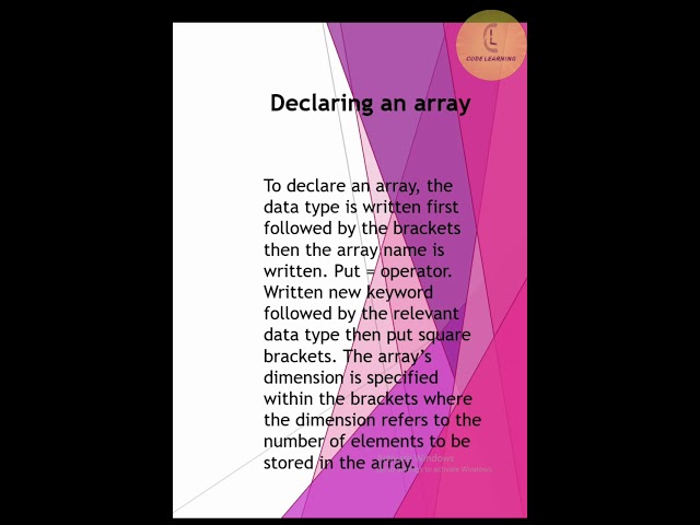 C# module | Array 'part 1' | CodeLearning