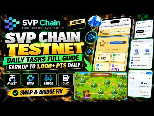 SVP Chain Testnet Update 🚨 | Complete Daily Tasks & Earn 1,000+ PTS | Future Rewards | Full Guide