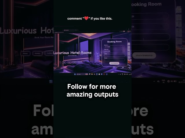 Hotel booking system webpage using html & css 💻✨ #coding #css #html
