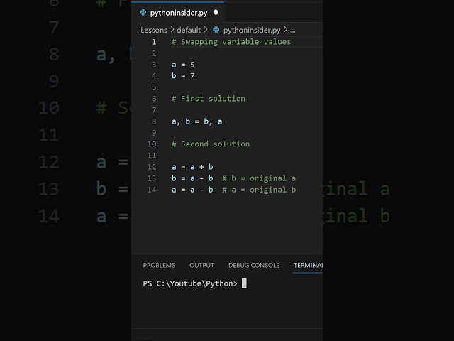 Interview Hack: Swapping Variables Without Temp #shorts #python #pythontutorial #pythonbeginner