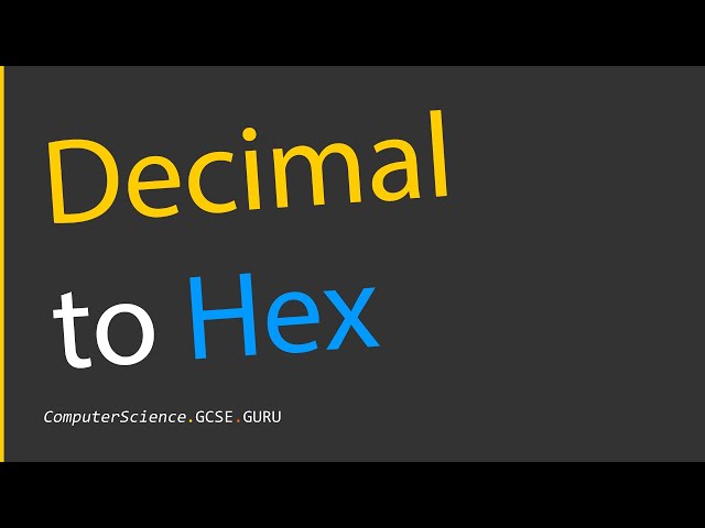 How to convert decimal to hexadecimal