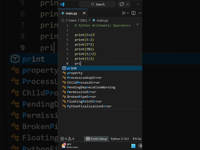 PYTHON : ARITHMETIC OPERATORS #programming