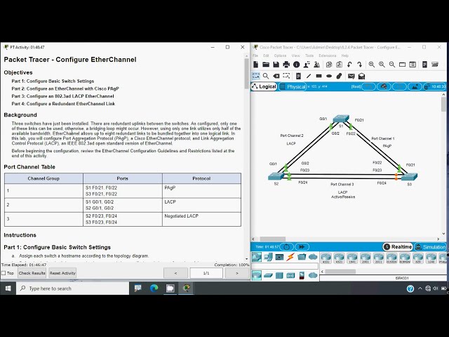 6.2.4 Packet Tracer - Configure EtherChannel