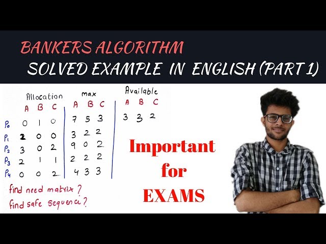Bankers algorithm with solve example part 1 in English  | Operating system series