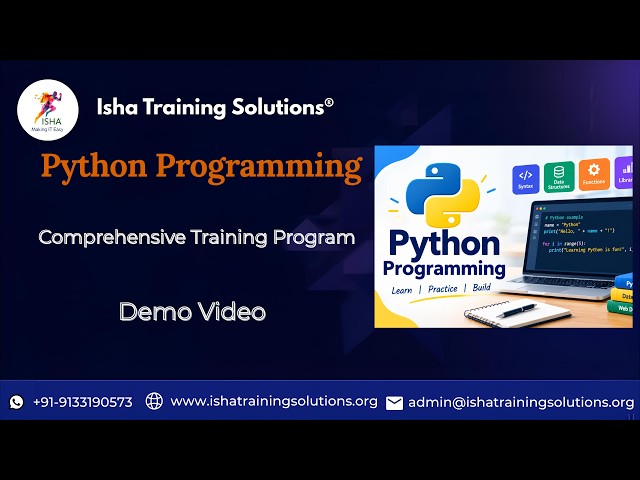 Python Programming Demo Video on 26th September 2026. Call/WhatsApp on 9133190573 to Enroll