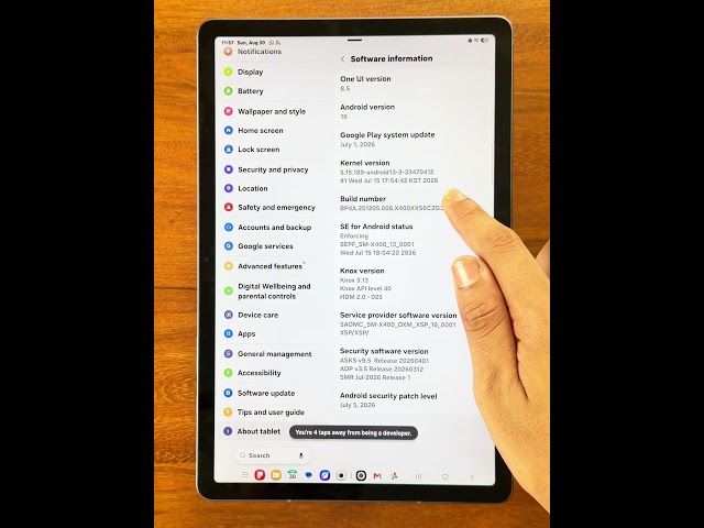 Enable Developer Options on Galaxy Tab S10 Lite