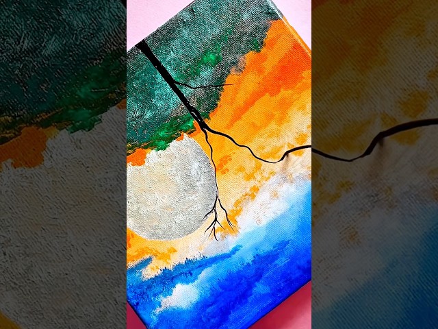 Easy Sunset Acrylic Painting Tutorial  |Landscape Canvas Painting for Beginners #acrylicpainting