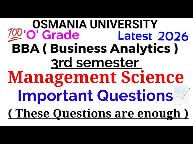 Management Science | Important Questions | BBA Business Analytics 3rd Semester | Osmania University