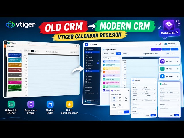 I Redesigned the Old Vtiger Calendar UI with Bootstrap 5 | Modern CRM Calendar