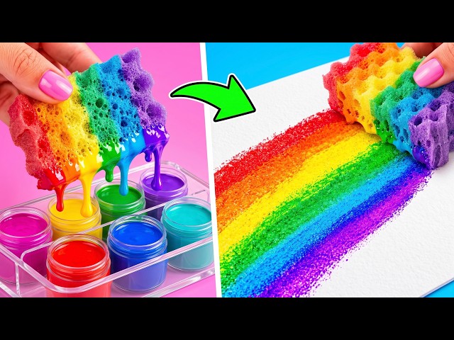 🧽🌈 ¡Una Esponja Convierte la Pintura en Magia! 🎨