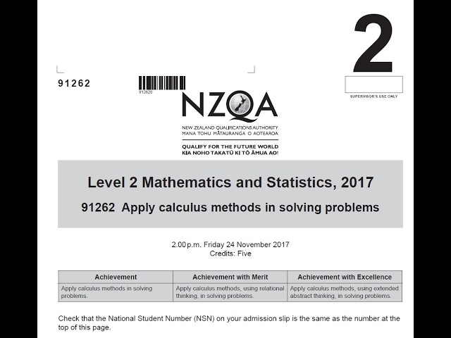 NCEA Level 2 Calculus 2017: Complete AS91262 Exam Walkthrough