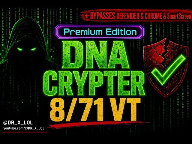 DNA Crypter Premium 🔥 Bypasses Windows Defender + Chrome + Red SmartScreen — 8/71 VirustTotal Only!