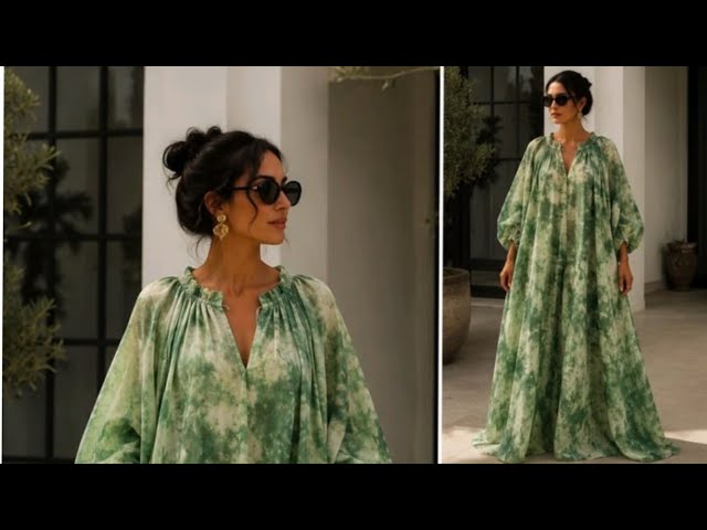 How to make an A Line Dress with Raglan sleeves and ruffle neckline 