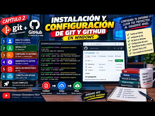 Git y GitHub en Windows desde Cero | Instalación, Configuración y Sincronización — Capítulo 2