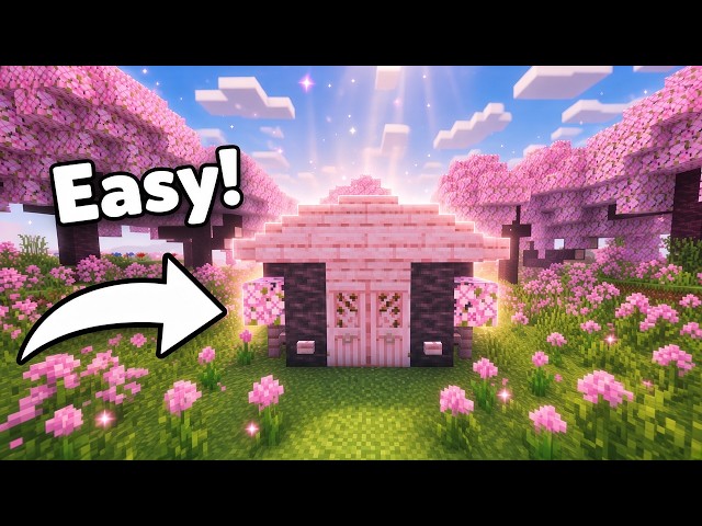 Minecraft: How to build a Small Cherry Survival House Tutorial
