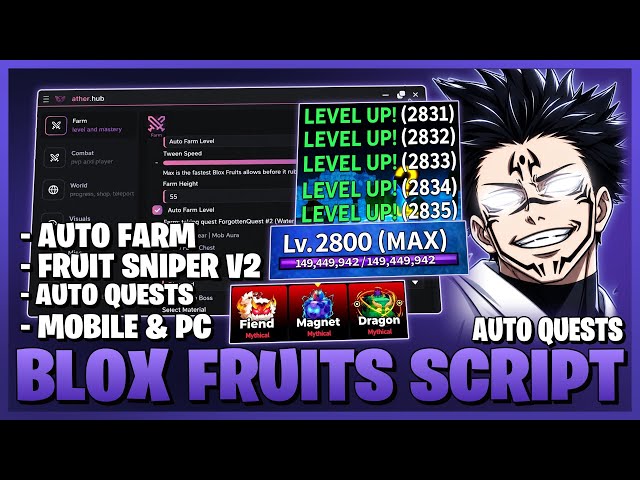 [🔮] Blox Fruits Script - No Key, Auto Farm, Fruit Sniper V2, Max Level & More! ⚡