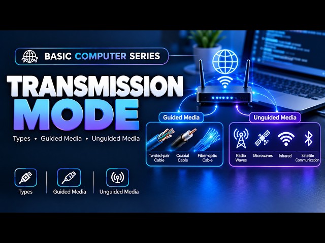 Transmission Media in Computer Networks | Guided & Unguided Media Explained | Basic Computer Series