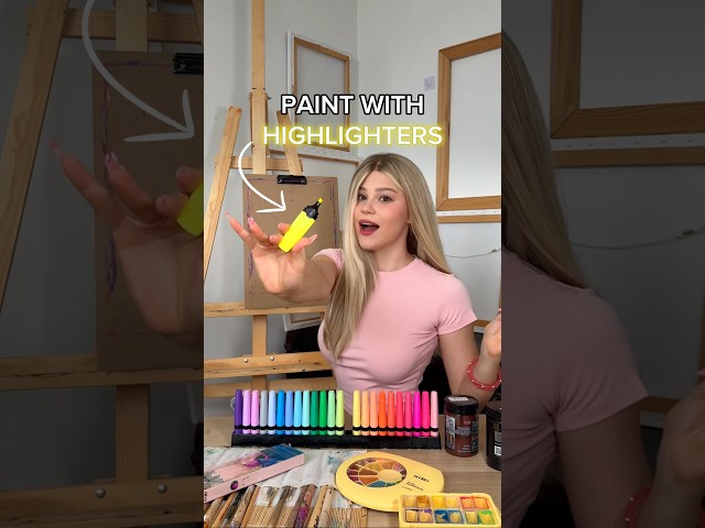 IS IT POSSIBLE TO PAINT WITH HIGHLIGHTERS?🤔 #art #short #artchallenge #zaralarsson #highlighters