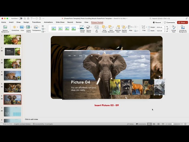 Photo Scrolling Morph PowerPoint Template Instruction