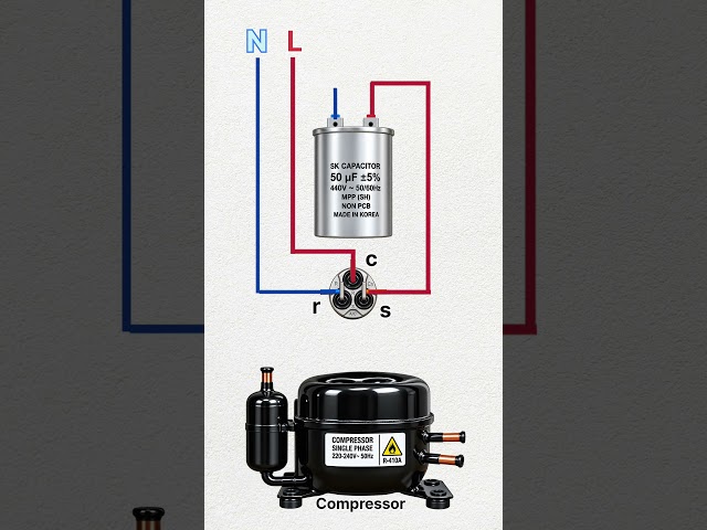 Split A.C Compressor Capacitor Connection Guide  #shorts #hvac #engineering