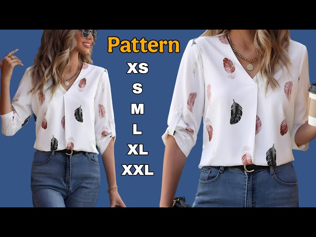 My Favorite Blouse Pattern Ever! (V-Neck Tutorial) 👗✂️