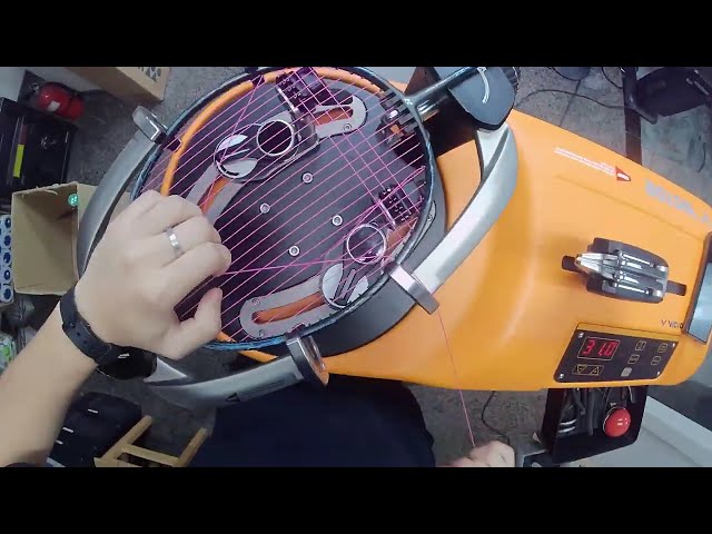 Badminton Stringing - POV, no talking, 4 knots, Yonex Voltric Z Force 2