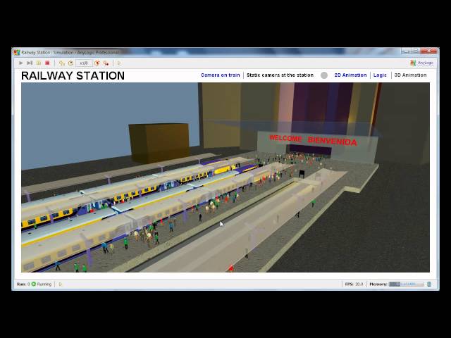 Simulation Software AnyLogic - Railway Station 3D