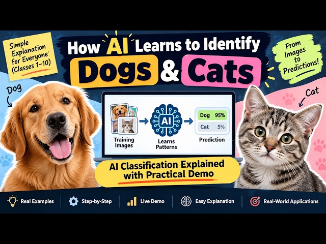 How AI Learns to Identify Dogs & Cats 🐶🐱 | AI Classification Explained with Practical Demo