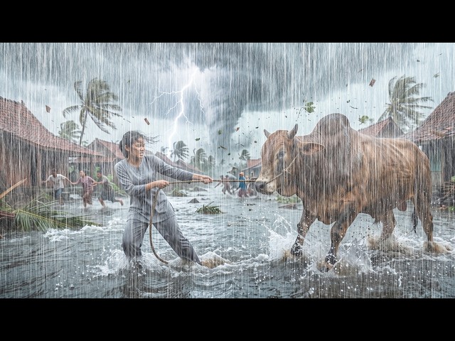 VERY BAD!! 🌪️⚡ Terrifying Storm Night! Heavy Rain and Thunder Shake Homes Across the Village 🌧️