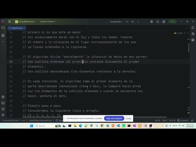 Data Structures and Algorithms Course in Java Class 02 Insertion Sort Algorithm Free Programming ...