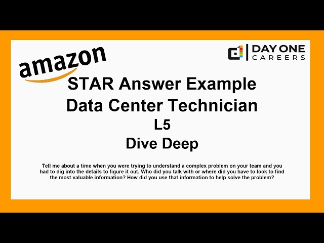 Amazon Interview STAR, L5, Data Center Technician - Dive Deep