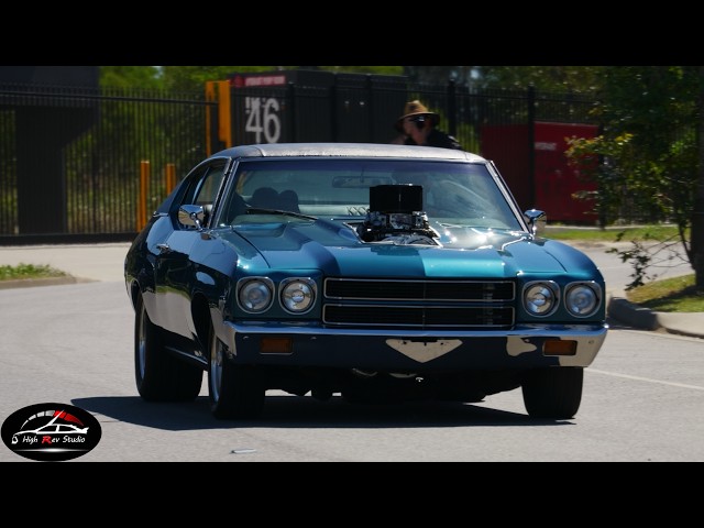 Aussie & American V8 Muscle Car Leaving Car Show